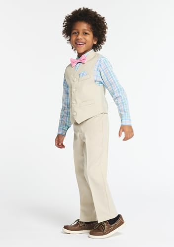 Image of IZOD Boys' 4-piece Formal Dress Up Suit Set, Vest, Pants, Collared Shirt, and Tie