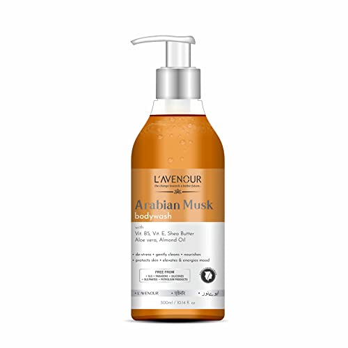 Image of L'avenour Arabian Musk Body Wash for Women & Men, For Long Lasting Fragrance, Deep Cleansing, Exfoliating, Soft & Glowing Skin, SLS & Paraben Free Unisex Shower Gel, All Skin Types - 300ml (Pack of 2)