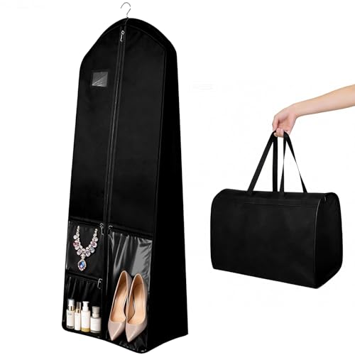 Housse Robe de Mariée Pliable 180cm x60cm Housse Robe Longue，housse vetements à suspendre Rangement Vêtements Housse Anti Poussière pour Manteaux Costume...