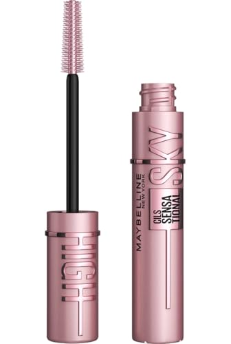 Maybelline New York Lash Sensational Sky High Mascara, Volumising & Lengthening Mascara, Washable Flake-Free Formula Infused with Bamboo Extract & Fibres, 7.2 ml, Shade: 01, Very Black
