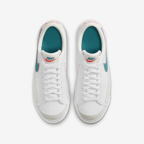 Nike Blazer Low '77 Big Kids' Shoes (DA4074-122, White/Aquamarine) Size 74