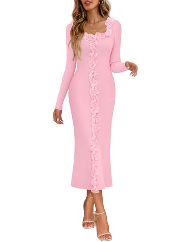 MEROKEETY Women's Fall Long Sleeve Sweater Dress 2025 Bodyco