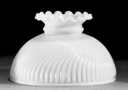 Image of B&P Lamp 10 inch Opal White Swirl Ribbed Student Lamp Shade with Crimped Top