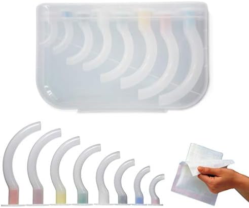 Multi-Color Disposable Oral Airway Tube for First Aid,Airway Kits 8 Pieces with Plastic Case with 2Pcs Sterile Gauze Swabs