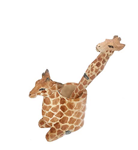 YOURNELO Original Woodcarving Craft Animal Pen Pencil Holder Organizer Accessories (Giraffe)