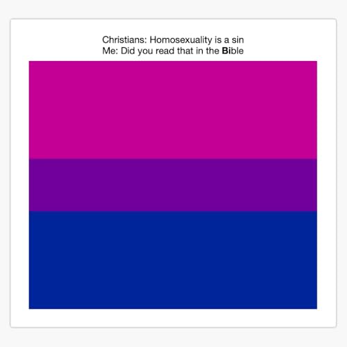 Bisexual Pride Flag Colors Religious Debate Humor Meme Design 5' Vinyl Decal Bumper Sticker