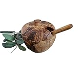 Pot à sucre, sel ou épices avec couvercle et cuillère en bois d'olivier