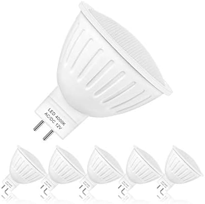 Luces LED Mr16, 12 voltios Gu5.3 bombillas de foco de interior bi-pin para interiores, 5 W LED equivalente a 50 vatios, blanco natural 4000 K,