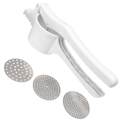 BRIGHTFUFU 1 Set Manual Potato Crusher with Replacement Discs Masher Kitchen Tool for Home and Restaurant Use for Making Fluffy Mashed Potatoes and More