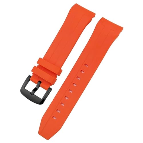 SKXMOD Correa de reloj de goma con extremo curvado, 21mm, 22mm, para Tissot T120 Seastar T120407A T120417A, pulsera de silicona negra y naranja(Orange black1,22mm)