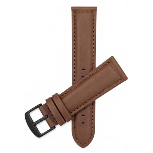 Image of Bandini Mens XL Extra Long Leather Watch Band or Regular Strap, Classic or Buffalo Pattern - 4 Colors, With or Without Stitch - 18mm 20mm 22mm 24mm 26mm 28mm 30mm Leather Watch Band for Men