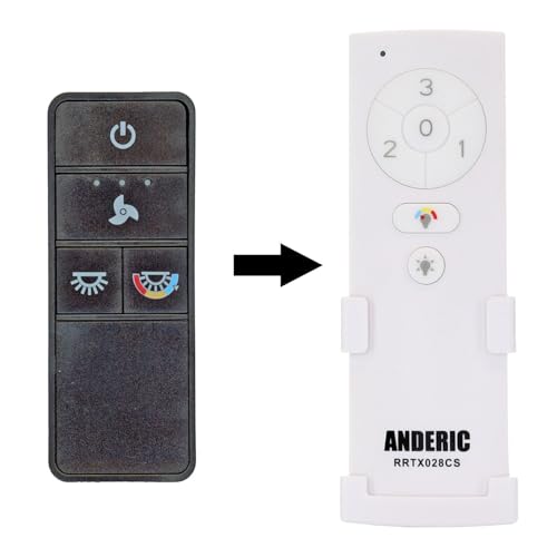 Anderic RRTX028C-S Replacement Ceiling Fan Remote Control Compatible with Hampton Bay and Home Decorators Collection Fans Works with RRTX028CS Receiver 3 Speeds Light Dimming CCT Color Control