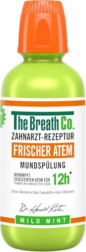 The Breath Co. Mundspülung (500ml), Zahnfleischpflege für bis zu 12 Stunden Frischer Atem, Antibakterielles Mundwasser für Zahnpflege gegen Mundgeruch, Alkoholfrei, Milde Minze