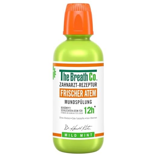 The Breath Co. Mundspülung (500ml), Zahnfleischpflege für bis zu 12 Stunden Frischer Atem, Antibakterielles Mundwasser für Zahnpflege gegen Mundgeruch, Alkoholfrei, Milde Minze