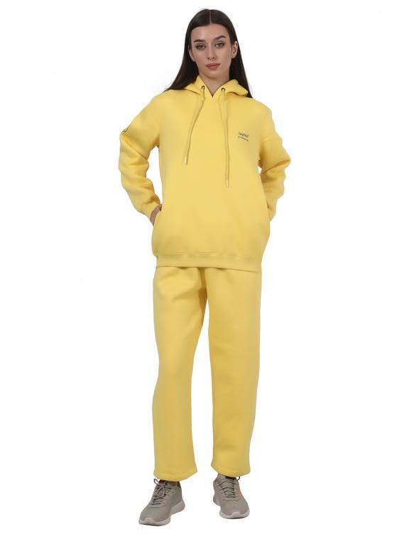 rangriwaz Women's Performance Cotton Hoody Set for Winter Season- Yellow-picture-27