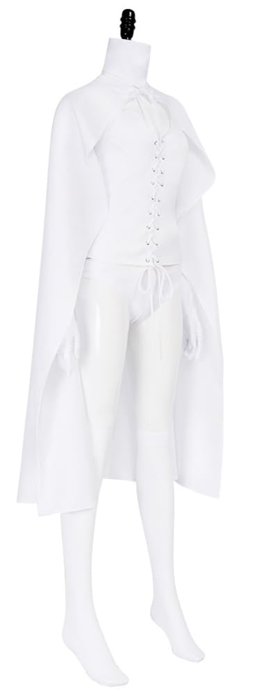 Women Queen Emma Frost Cosplay Top Cloak Gloves Socks Emma Frost Costume White Uniform for Halloween: White Uniform 3X-Large