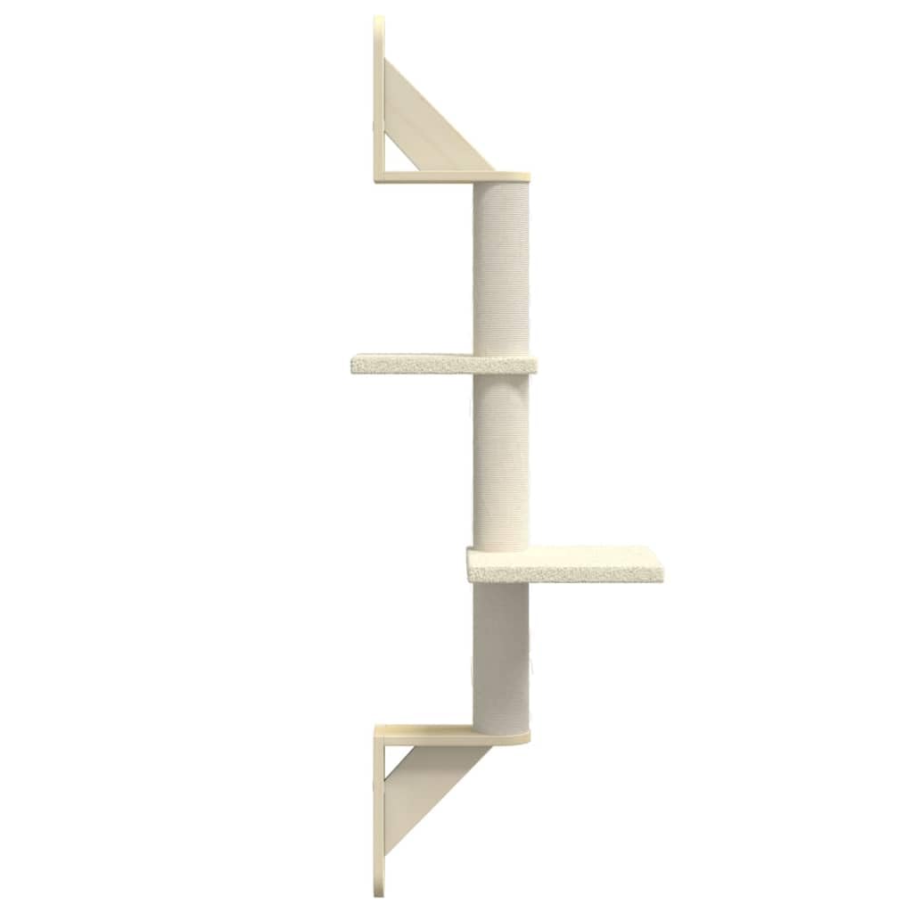 Kratzbaum Kletterbaum Katzenbaum mit Sisal Kratzmöbel Wandmontage Creme 108 cm mit Liegefläche Plattform Höhle Hängematte für Spielen Klettern Kratzen Schlafen und Ruhen