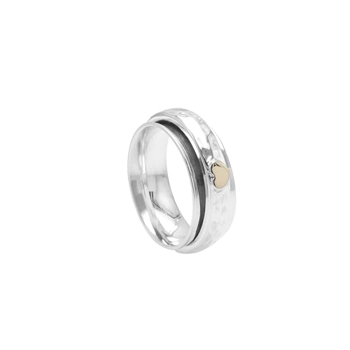 Bague en argent 925 avec cœur doré pour femme moderne