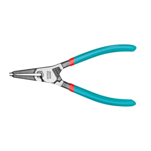 TOTAL - Alicate Recto para Apertura Interna y Externa de Arandelas - 180mm - Facricado en Acero Cr-V y Acabado en Pulido Negro - Resistente a la Corrosión - Anillos de Retención Interior y Exterior
