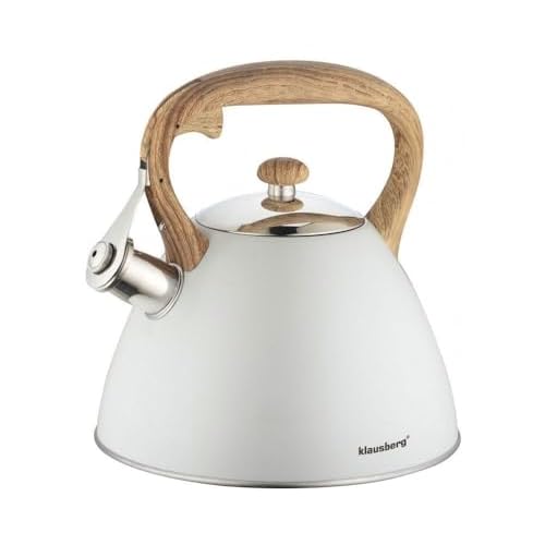 WASSERKESSEL KLAUSBERG 3L MIT PFEIFE KB-7264 Flötenkessel Wasserkocher hellgrau