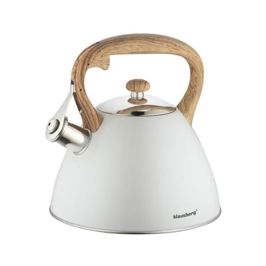 WASSERKESSEL KLAUSBERG 3L MIT PFEIFE KB-7264 Flötenkessel Wasserkocher hellgrau