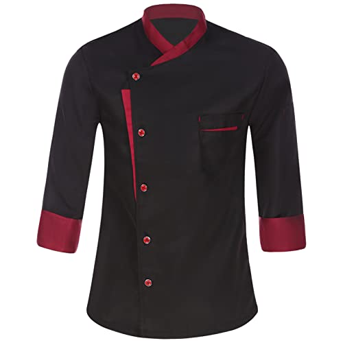 iiniim Unisex Kochjacke Herren Damen Langarm Chef Uniform Bäckerjacke Jacket Mantel Berufsbekleidung Arbeitsjacke M-4XL Aa Schwarz L Cover