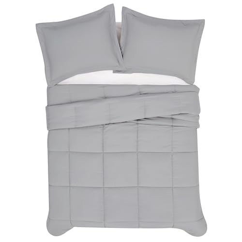 London Fog Garment Washed Solid Comforter Set Grey Microfiber 3-Piece Full/Queen Comforter Set, Solid Themed, Adult and Teen, Oeko-TEX Certified - Image 4