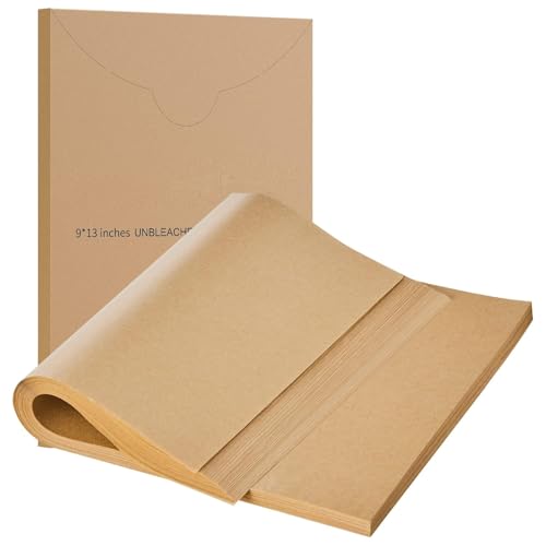 Image of Parchment Paper Baking Sheets 9 x 13 Inch | Precut Non-Stick Unbleached Baking Paper for Baking, Air Fryer, Grilling, Steaming, Bread, Cookies & Cupcakes (200 Pcs)