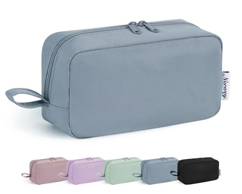 Image of Narwey Cute Makeup Bag Small Toiletry Bag Travel Cosmetic Bag Organizer Make Up Bags with Organized Pockets for Women (Greyish Blue, Large)