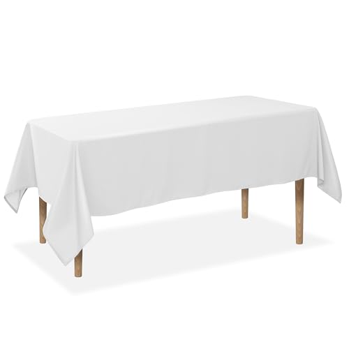 Lann's Linens - 60" x 102" Premium Tablecloth for Wedding/Banquet/Restaurant - Rectangular Polyester Fabric Table Cloth - White