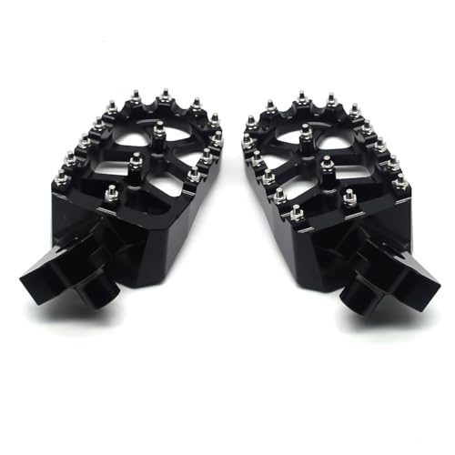 Image of MZS Motorcycle Rider Foot Pegs for Tenere 700 XTZ700 2019-2025 | Black CNC Aluminum Alloy Footrest, Skeleton Grid Wide Footpeg, Non-Slip Stainless Steel Foot Pins, Rust & Corrosion Resistant