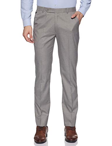 Image of Hang & Wear Men's Slim Formal Trousers (HWT895-4-32 Light Grey 32W x 34L