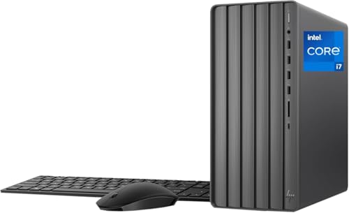 Image of HP Envy Intel i7 Tower Desktop, Intel i7-14700, Intel UHD Graphics, HDMI, SD Card Reader, Wi-Fi 6, Windows 11 Home, Black (32GB RAM | 2TB SSD)