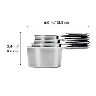 OXO Good Grips 3-Piece Stainless Steel Mixing Bowl Set - Blue/Gray, 4.7L & Good Grips 4 Piece Stainless Steel Measuring Cups with Magnetic Snaps