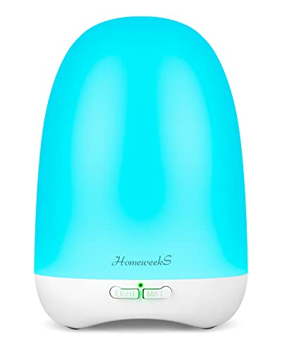 Diffusers,Homeweeks 100ml Colorful Essential Oil Diffuser with Adjustable Mist Mode,Auto Off Aroma Diffuser for Bedroom/Office/Trip