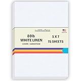 75 White Linen 80# Cover Paper Sheets - 5' X 7' (5X7 Inches) Photo|Card|Frame Size - 80 lb/pound Card Weight - Fine Linen Textured Finish Quality Cardstock