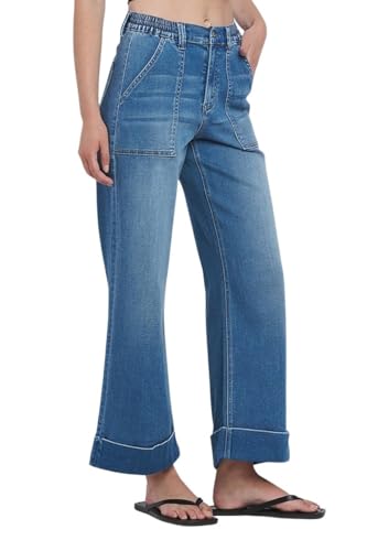 VERVET Women's High-Rise Double Cuffed Baggy Wide Jeans2