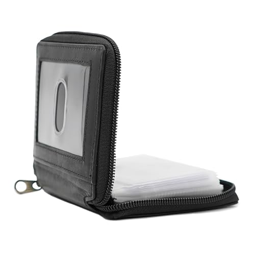 ag wallets Mens Zip Around Leather Wallet with Inserts (Black)