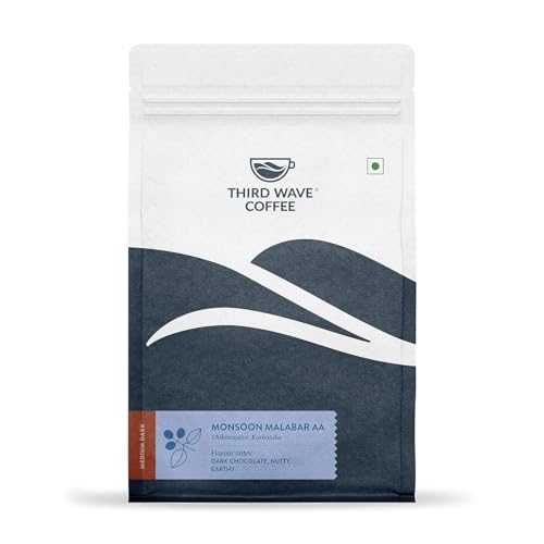 Image of THIRD WAVE COFFEE Arabica Monsoon Malabar Coffee, Medium Roast, Medium Grind for Electric Dripper Brewing, 250g