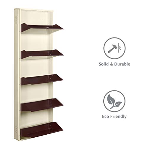 Image of Delite Kom 20 Inch Wide, 5 Shelf Metal Shoe Rack Wall Mounted for Home with Central Lock | Holds Upto 12 Shoes or 20 Slippers Pair | 1 Year Warranty | (67x20x5 Inch, Ivory Coffee) | DIY | Space Saving