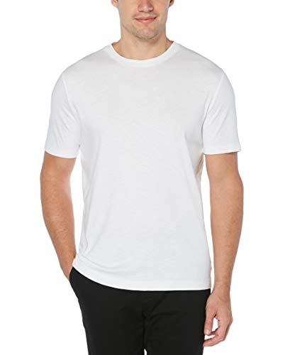 Perry Ellis Men's Slub Short Sleeve Crew Neck Tee, Bright White, X Large