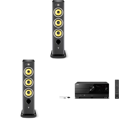Focal Aria K2 926 Ash Grey (Limited Edition) 3-Way Floorstanding Audiophile Tower Speaker - Pair,with RX-A8ABL AVENTAGE 11.2-Channel AV Receiver with 8K HDMI and MusicCast