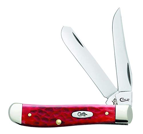 Image of Case WR XX Pocket Knife Dark Red Jigged Bone Mini-Trapper Carbon Steel (CS) Item #6983 - (6207 CS) - Length Closed: 3 1 /2 Inches