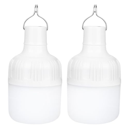 XTDMJ 2 Pack Camping Lights, LED USB Rechargeable Camping Lantern Battery Powered Outdoor Tent Lamp with Hanging Hook, 3 Modes Portable Light Bulb for Camping, Patio, Garden