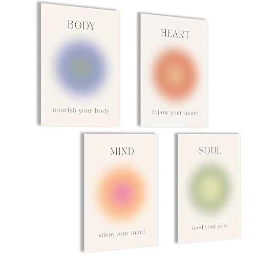 Aura Poster Set Aura Bilder Body Mind Soul Heart Aesthetic Style Preppy Room Decor Y2K Ästhetik Yoga Gesetz der Anziehung Manifestation Poster Set