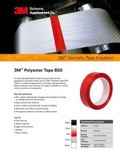 3M(TM) Polyester Film Tape 850 Red, 2 in x 72 yd 1.9 mil, 24 per case Bulk