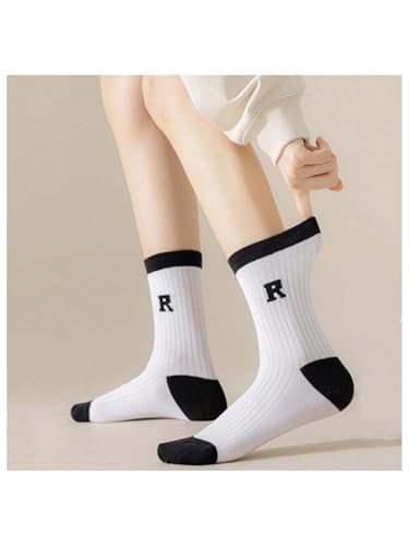 Image of SHENHE Women's 5 Pairs Striped Crew Socks Breathable Sports Soft Mid Calf Socks Black and White 36-39