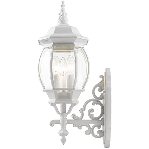 Image of Livex Lighting 7524-13 7524-03 Outdoor Wall Lantern, White, 8.25 x 22 | Dimensions: 8.25 x 22