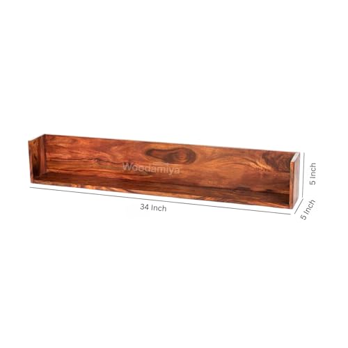 Image of Wooden Wall Mounting Shelves for Decorative Wall Shelf for Books, Decor, and Display - Elegant Space-Saving Design (Natural Finish, 34 INCH)