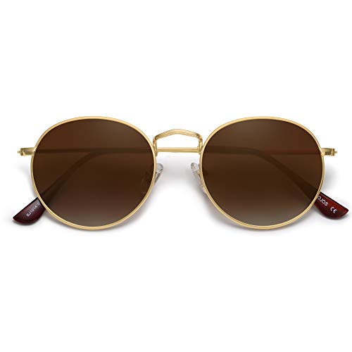 Image of SOJOS Small Round Polarized Sunglasses for Women Men Classic Vintage Shades | Lightweight Stainless Steel Frame UV400 Sun Protection Adjustable Nose Pads SJ1014